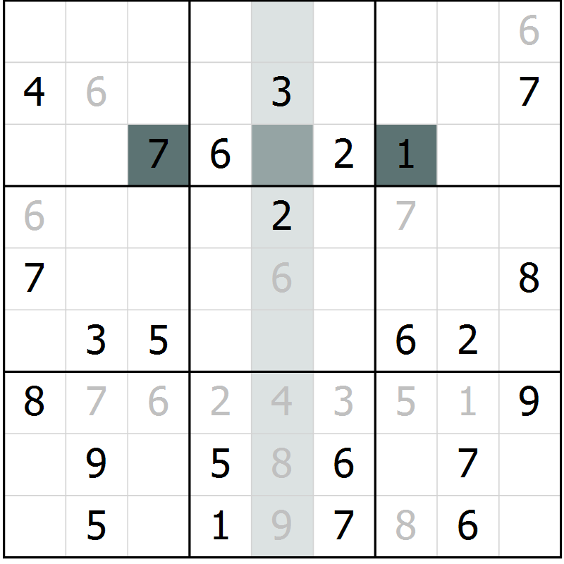 Position des candidats pour la solution de la Gr 32 page 34 du magazine de sudoku Success n° 007