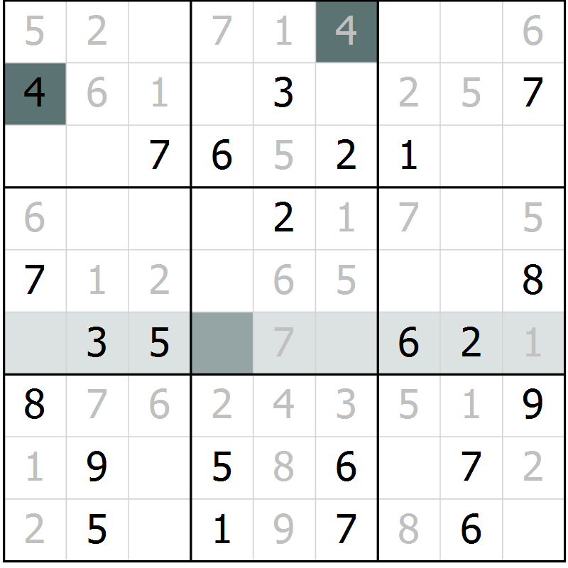 Position des candidats pour la solution de la Gr 32 page 34 du magazine de sudoku Success n° 007