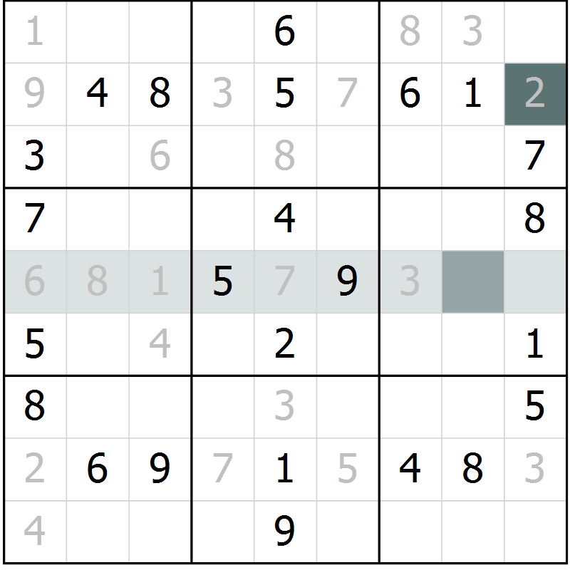 Position des candidats pour la solution de la Gr 34 page 36 du magazine de sudoku Success n° 007