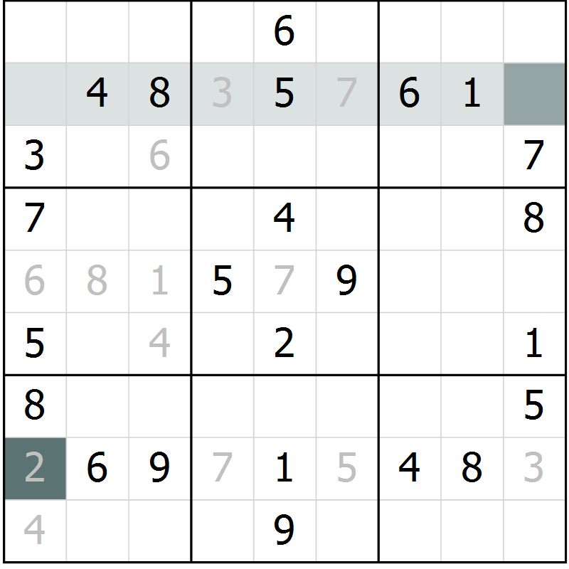 Position des candidats pour la solution de la Gr 34 page 36 du magazine de sudoku Success n° 007