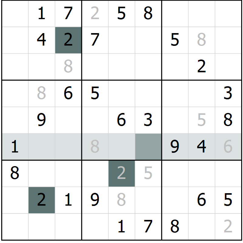 Position des candidats pour la solution de la Gr 35 page 37 du magazine de sudoku Success n° 007