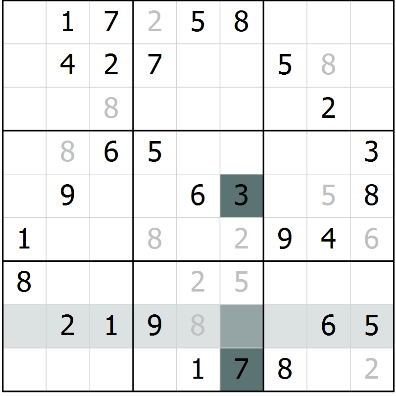 Position des candidats pour la solution de la Gr 35 page 37 du magazine de sudoku Success n° 007