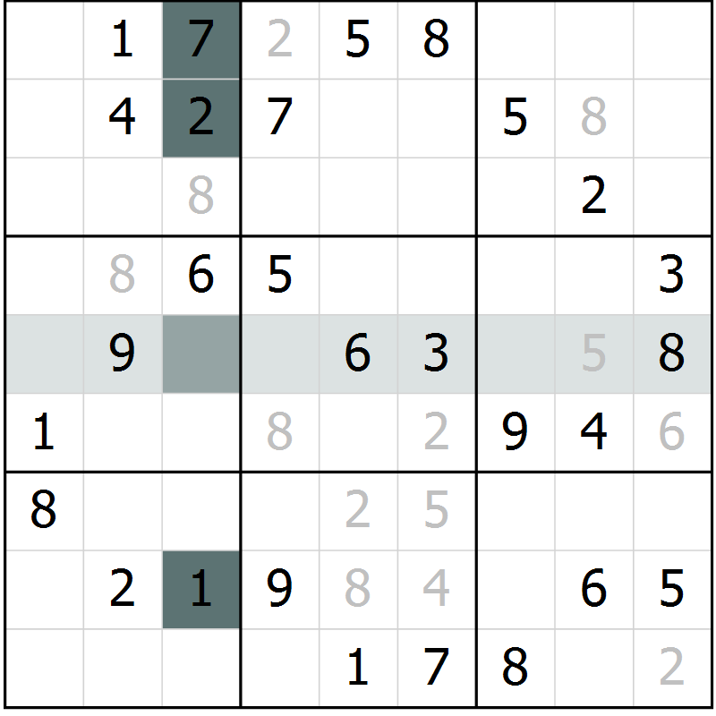 Position des candidats pour la solution de la Gr 35 page 37 du magazine de sudoku Success n° 007