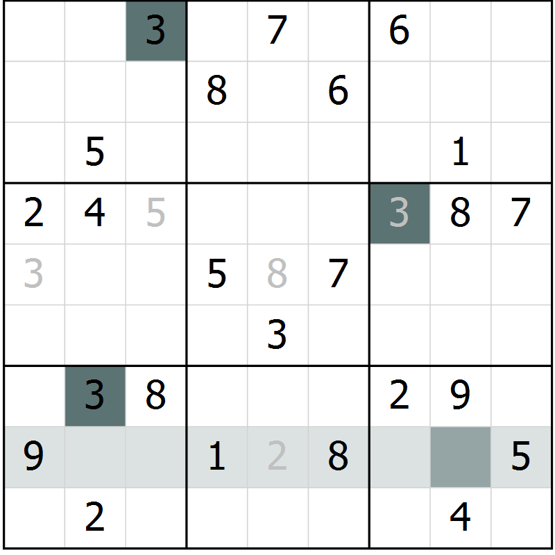 Position des candidats pour la solution de la Gr 36 page 38 du magazine de sudoku Success n° 007