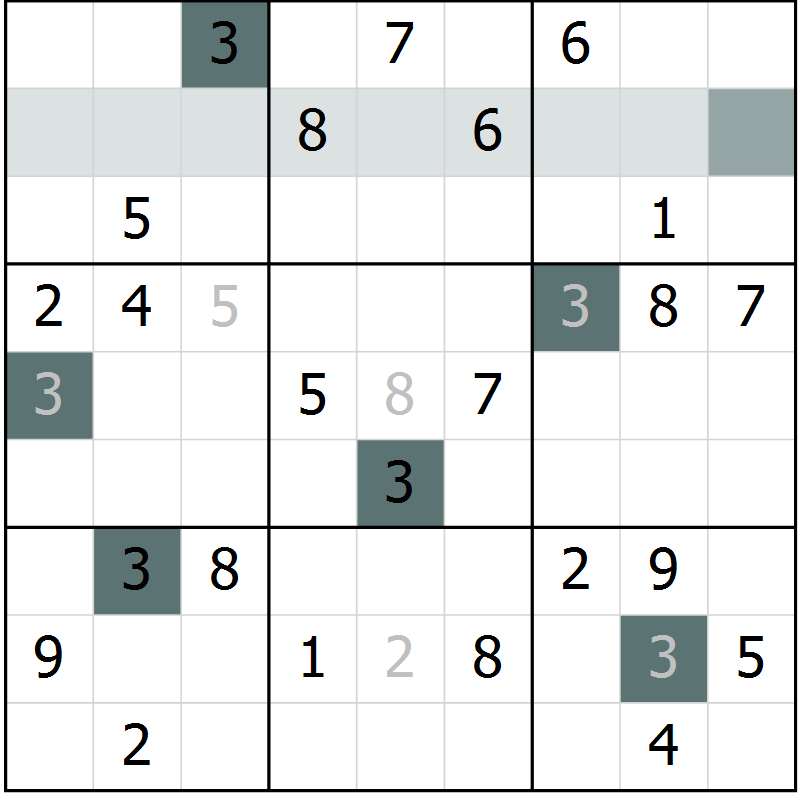 Position des candidats pour la solution de la Gr 36 page 38 du magazine de sudoku Success n° 007