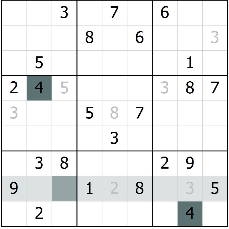 Position des candidats pour la solution de la Gr 36 page 38 du magazine de sudoku Success n° 007