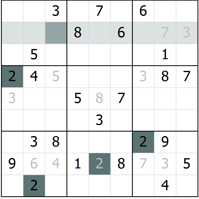 Position des candidats pour la solution de la Gr 36 page 38 du magazine de sudoku Success n° 007