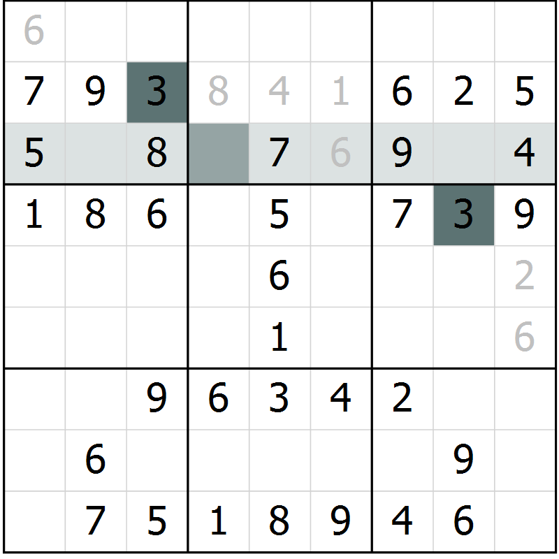 Position des candidats pour la solution de la Gr 38 page 40 du magazine de sudoku Success n° 007