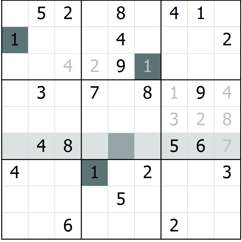 Position des candidats pour la solution de la Gr 39 page 41 du magazine de sudoku Success n° 007