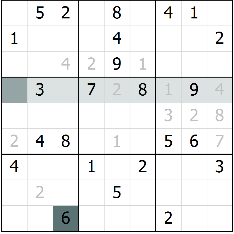 Position des candidats pour la solution de la Gr 39 page 41 du magazine de sudoku Success n° 007