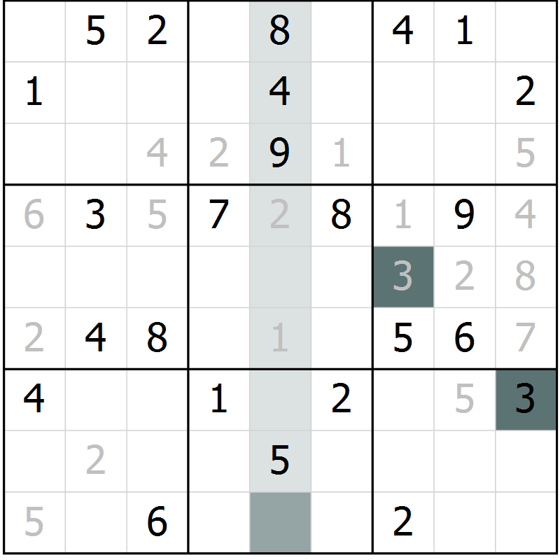 Position des candidats pour la solution de la Gr 39 page 41 du magazine de sudoku Success n° 007