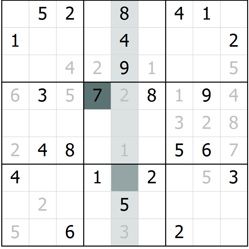 Position des candidats pour la solution de la Gr 39 page 41 du magazine de sudoku Success n° 007