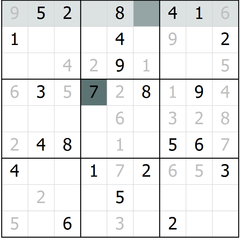 Position des candidats pour la solution de la Gr 39 page 41 du magazine de sudoku Success n° 007