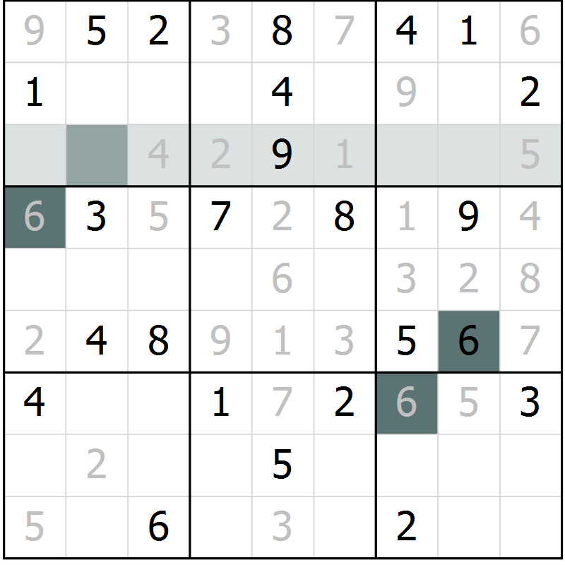 Position des candidats pour la solution de la Gr 39 page 41 du magazine de sudoku Success n° 007
