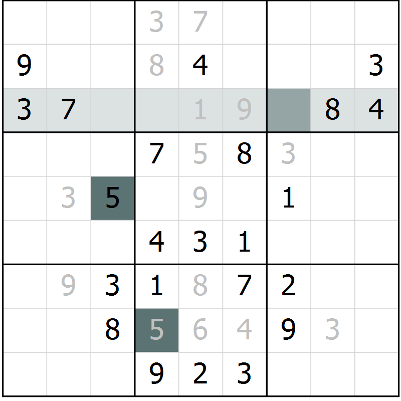 Position des candidats pour la solution de la Gr 4 page 6 du magazine de sudoku Success n° 007
