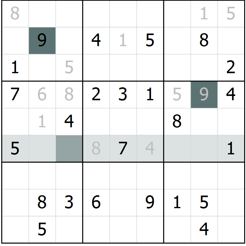 Position des candidats pour la solution de la Gr 40 page 42 du magazine de sudoku Success n° 007