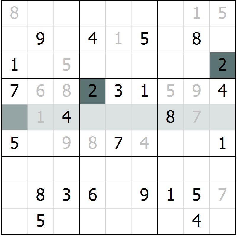 Position des candidats pour la solution de la Gr 40 page 42 du magazine de sudoku Success n° 007