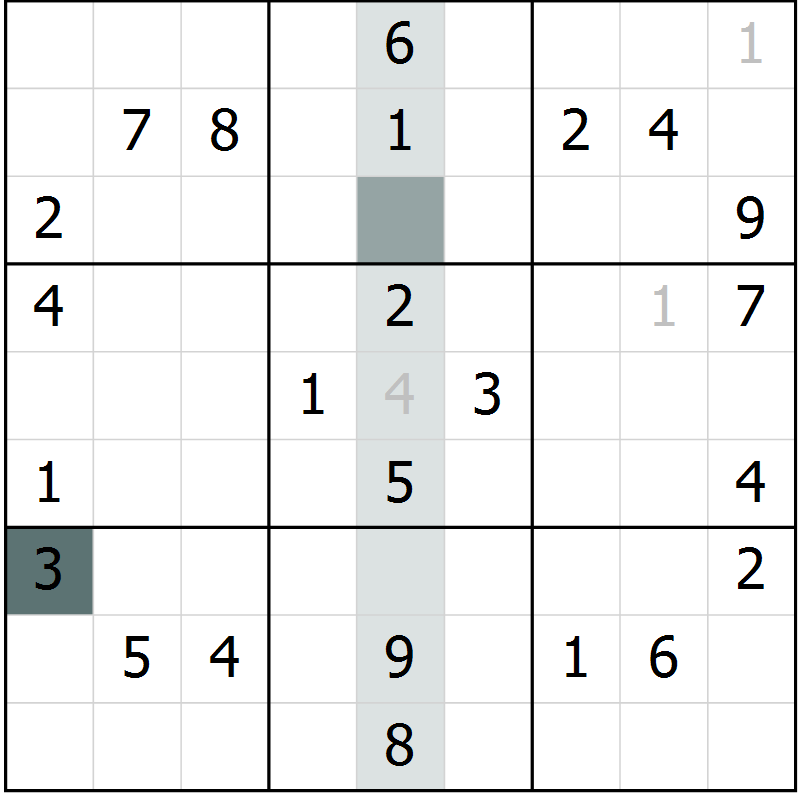 Position des candidats pour la solution de la Gr 41 page 43 du magazine de sudoku Success n° 007