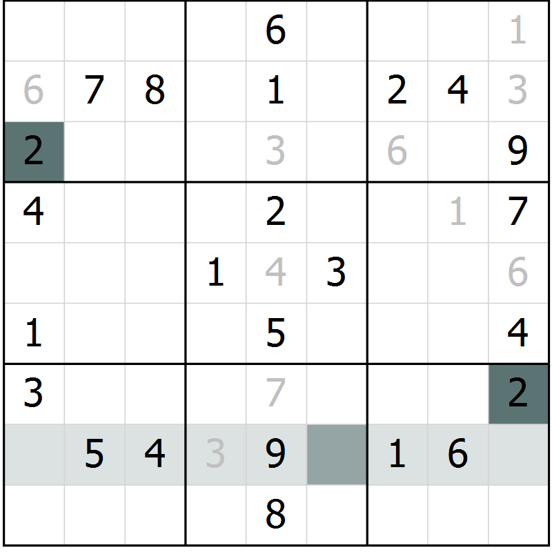 Position des candidats pour la solution de la Gr 41 page 43 du magazine de sudoku Success n° 007