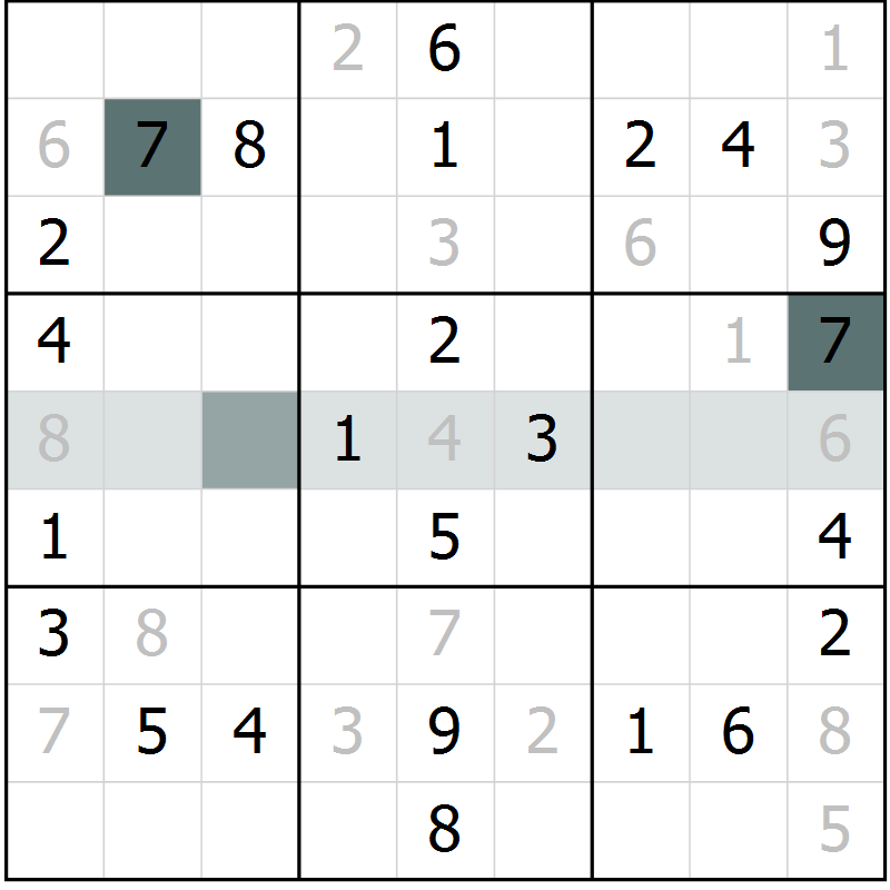 Position des candidats pour la solution de la Gr 41 page 43 du magazine de sudoku Success n° 007