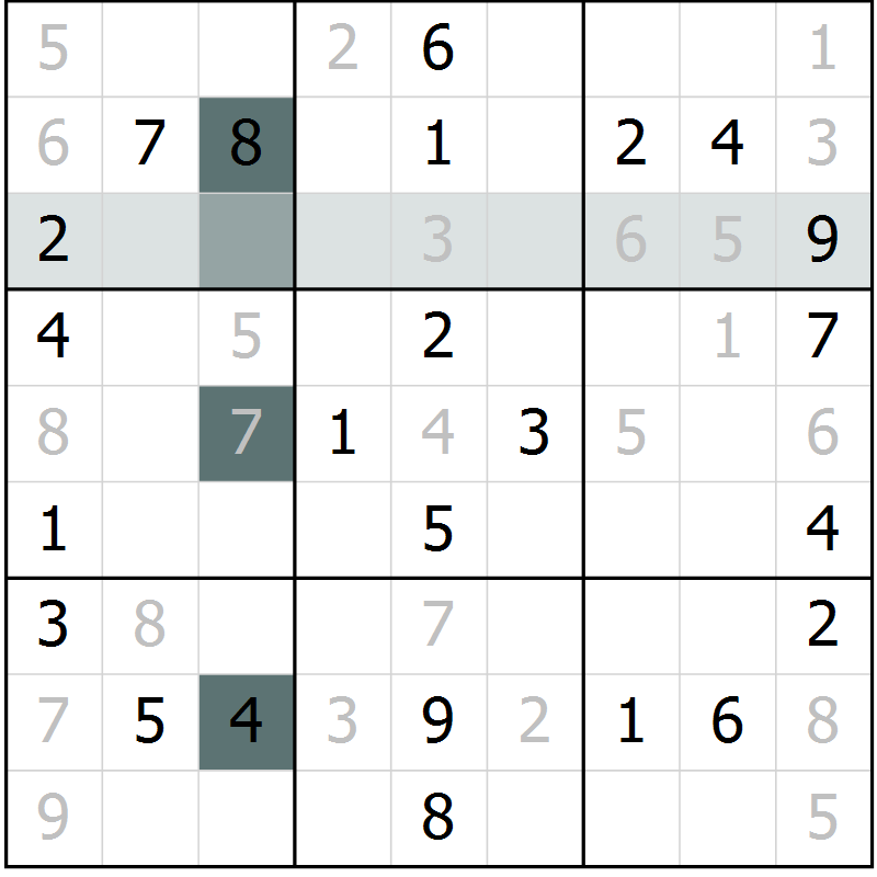 Position des candidats pour la solution de la Gr 41 page 43 du magazine de sudoku Success n° 007