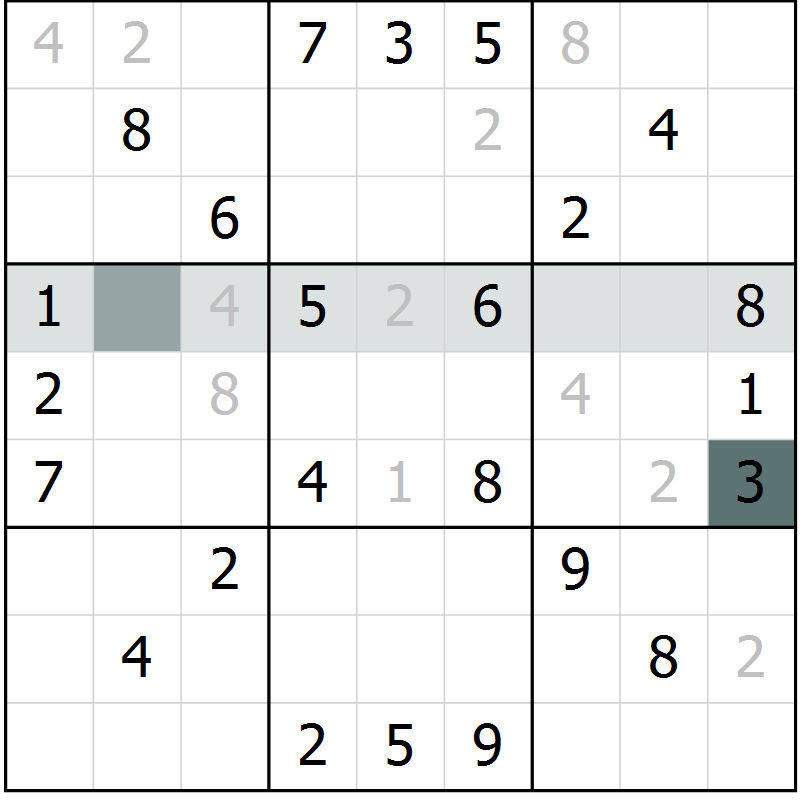 Position des candidats pour la solution de la Gr 42 page 44 du magazine de sudoku Success n° 007