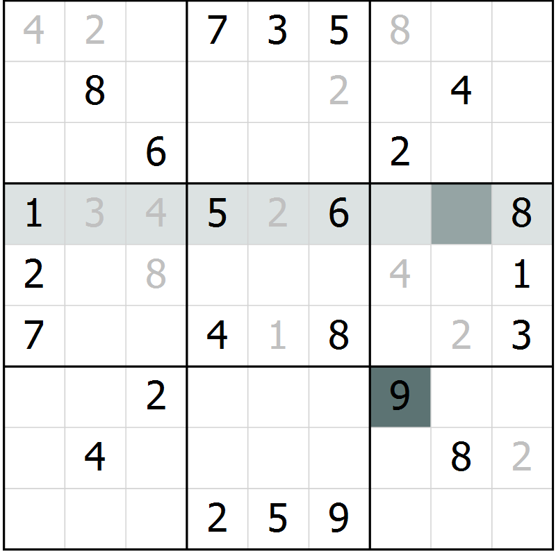 Position des candidats pour la solution de la Gr 42 page 44 du magazine de sudoku Success n° 007