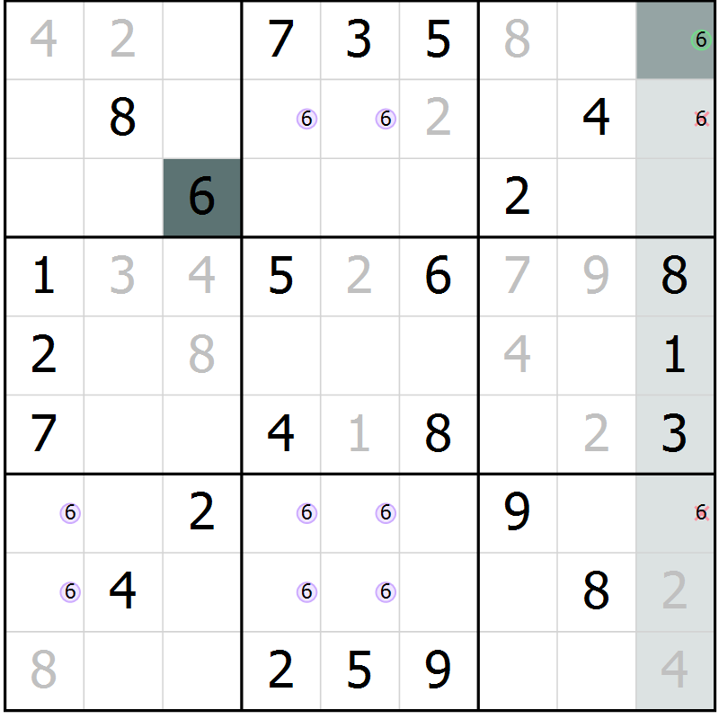 Position des candidats pour la solution de la Gr 42 page 44 du magazine de sudoku Success n° 007