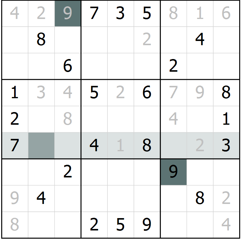 Position des candidats pour la solution de la Gr 42 page 44 du magazine de sudoku Success n° 007