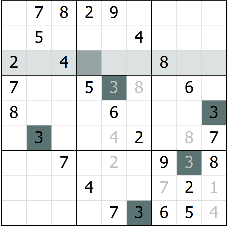 Position des candidats pour la solution de la Gr 45 page 47 du magazine de sudoku Success n° 007