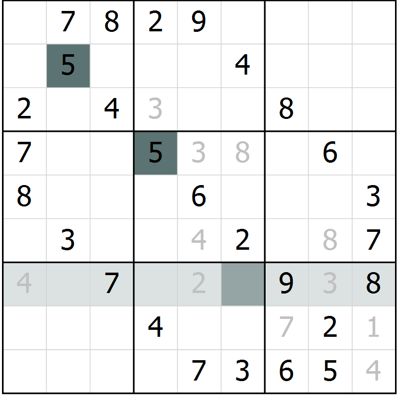 Position des candidats pour la solution de la Gr 45 page 47 du magazine de sudoku Success n° 007