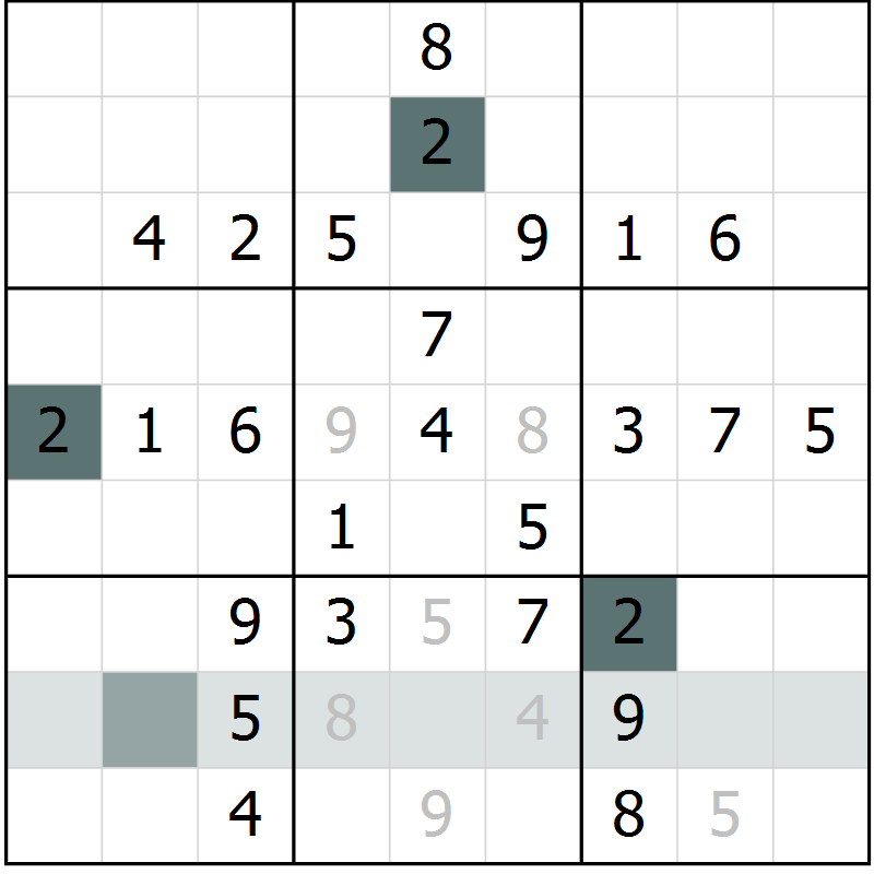 Position des candidats pour la solution de la Gr 46 page 48 du magazine de sudoku Success n° 007
