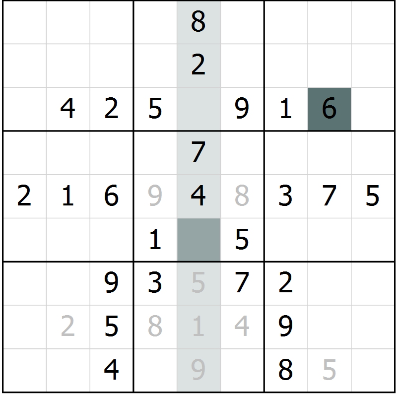 Position des candidats pour la solution de la Gr 46 page 48 du magazine de sudoku Success n° 007