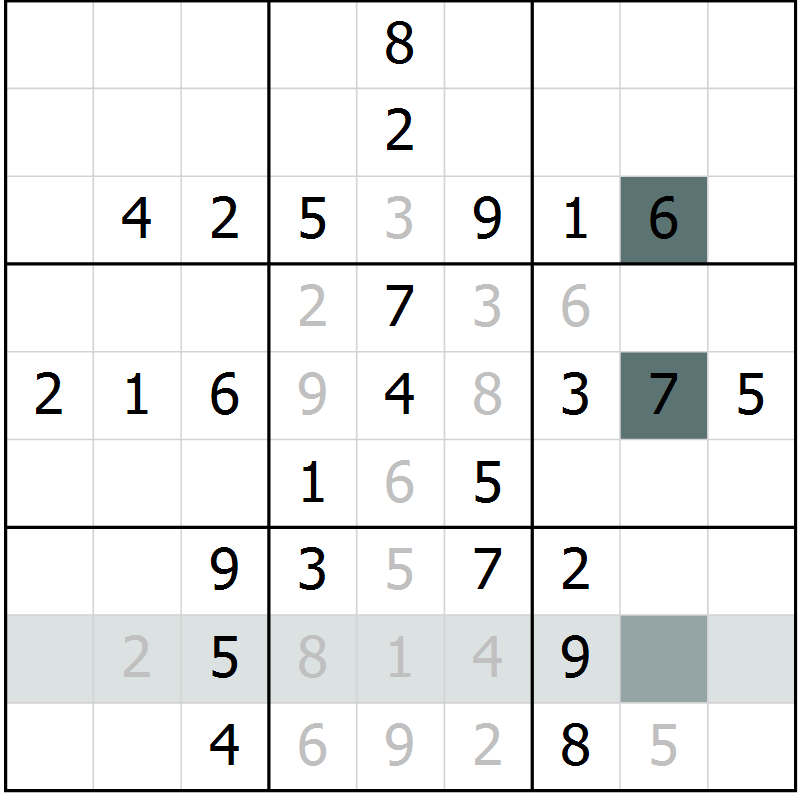 Position des candidats pour la solution de la Gr 46 page 48 du magazine de sudoku Success n° 007
