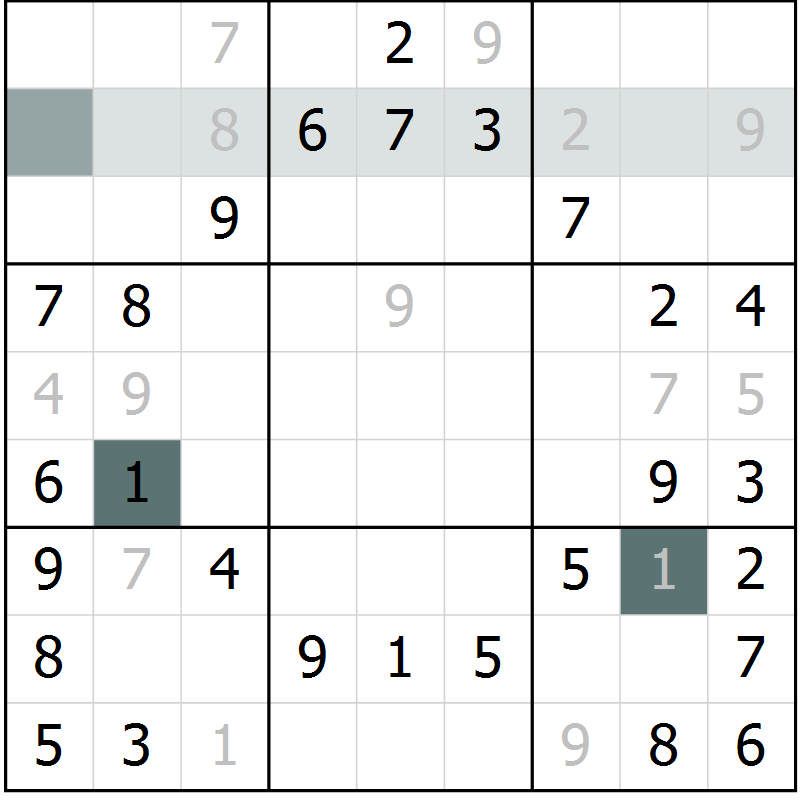 Position des candidats pour la solution de la Gr 47 page 49 du magazine de sudoku Success n° 007