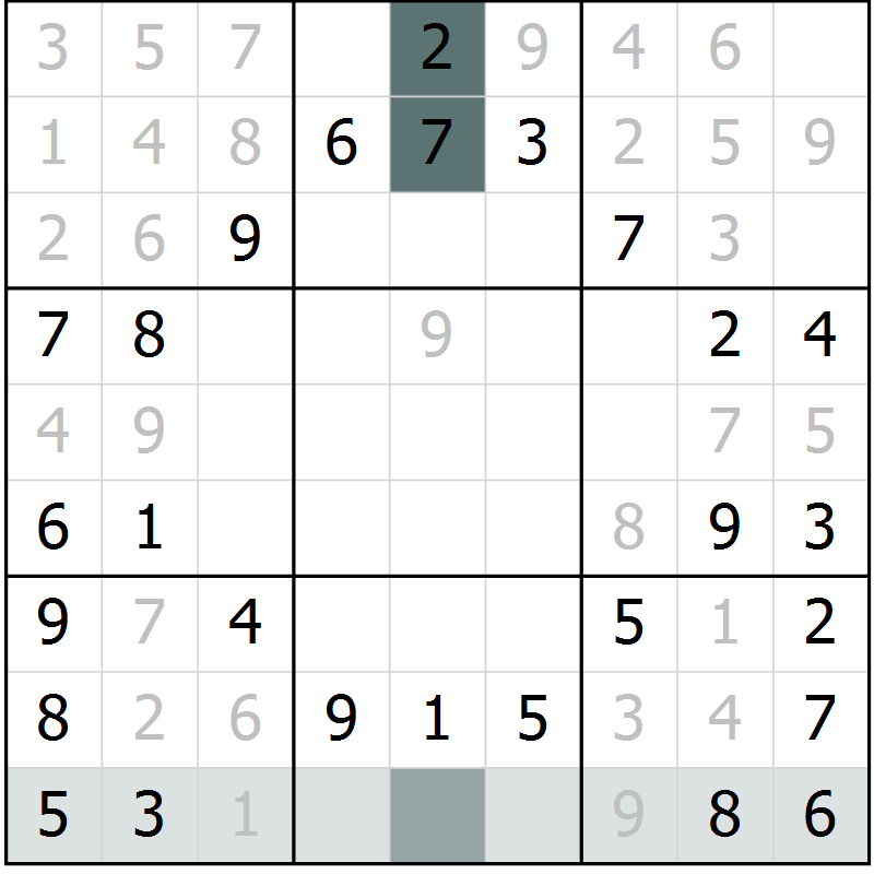 Position des candidats pour la solution de la Gr 47 page 49 du magazine de sudoku Success n° 007