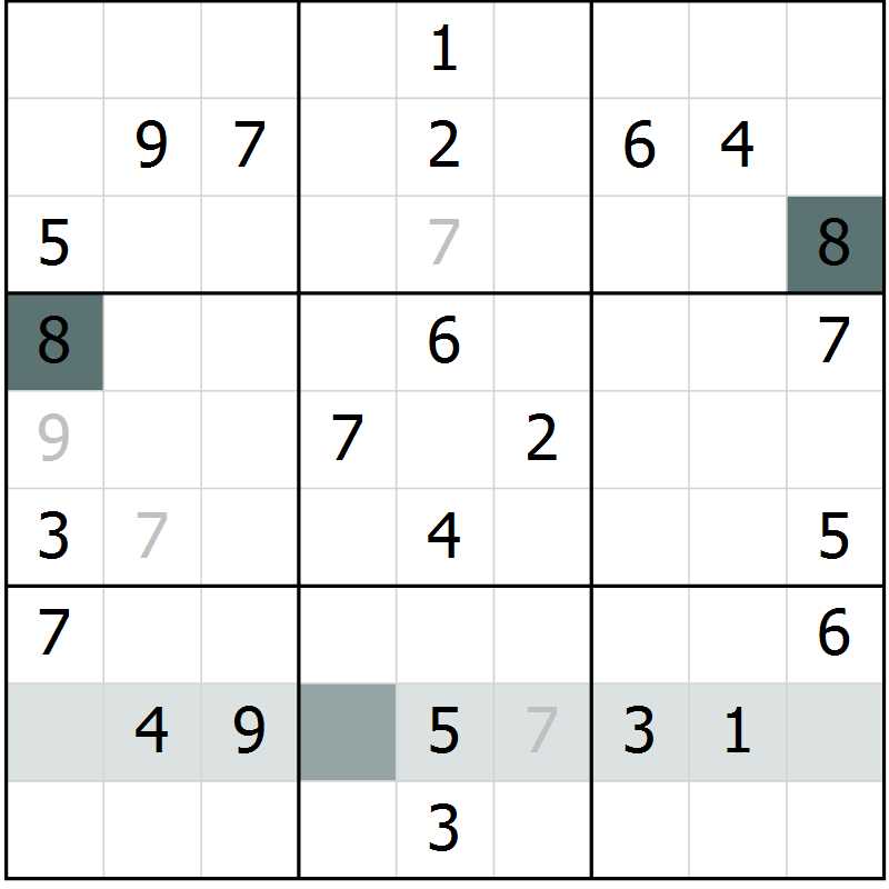 Position des candidats pour la solution de la Gr 48 page 50 du magazine de sudoku Success n° 007