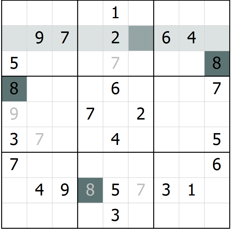 Position des candidats pour la solution de la Gr 48 page 50 du magazine de sudoku Success n° 007