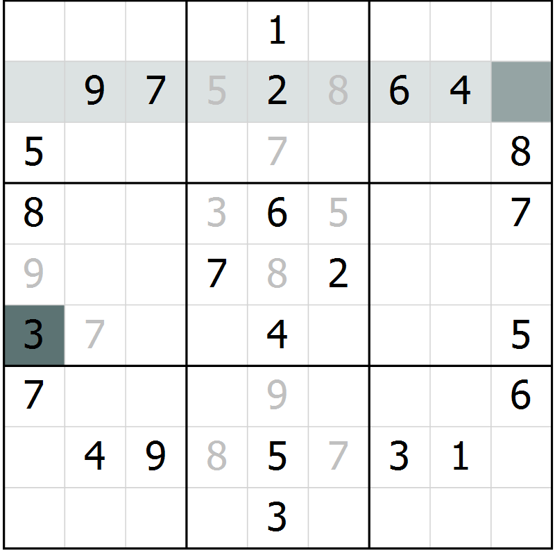 Position des candidats pour la solution de la Gr 48 page 50 du magazine de sudoku Success n° 007