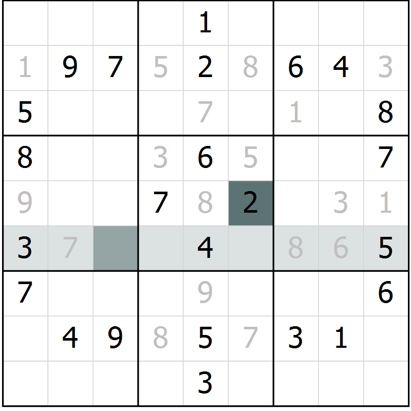 Position des candidats pour la solution de la Gr 48 page 50 du magazine de sudoku Success n° 007