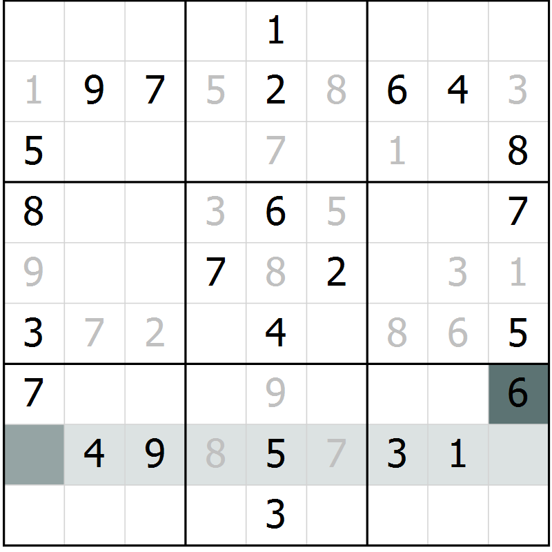 Position des candidats pour la solution de la Gr 48 page 50 du magazine de sudoku Success n° 007