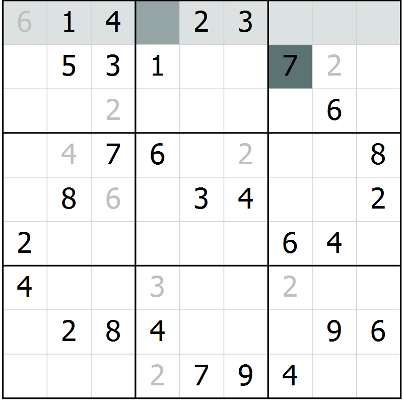 Position des candidats pour la solution de la Gr 49 page 51 du magazine de sudoku Success n° 007