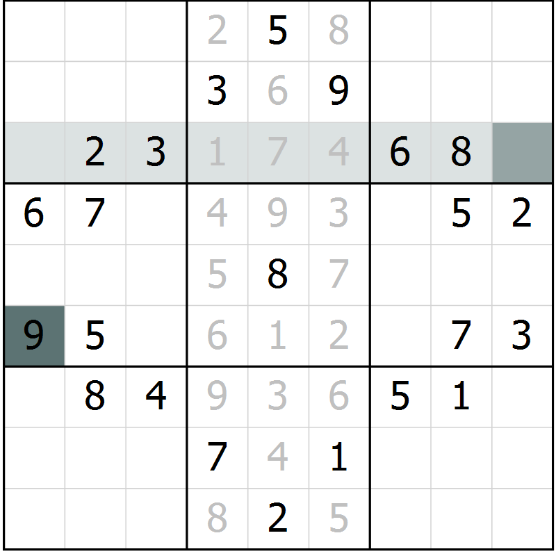 Position des candidats pour la solution de la Gr 5 page 7 du magazine de sudoku Success n° 007