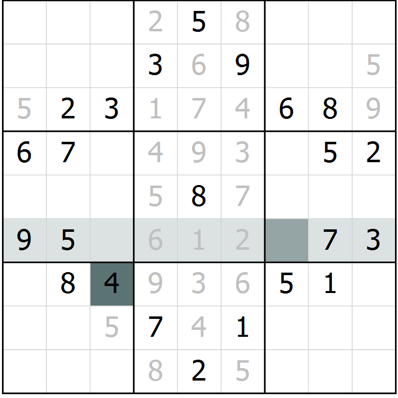 Position des candidats pour la solution de la Gr 5 page 7 du magazine de sudoku Success n° 007