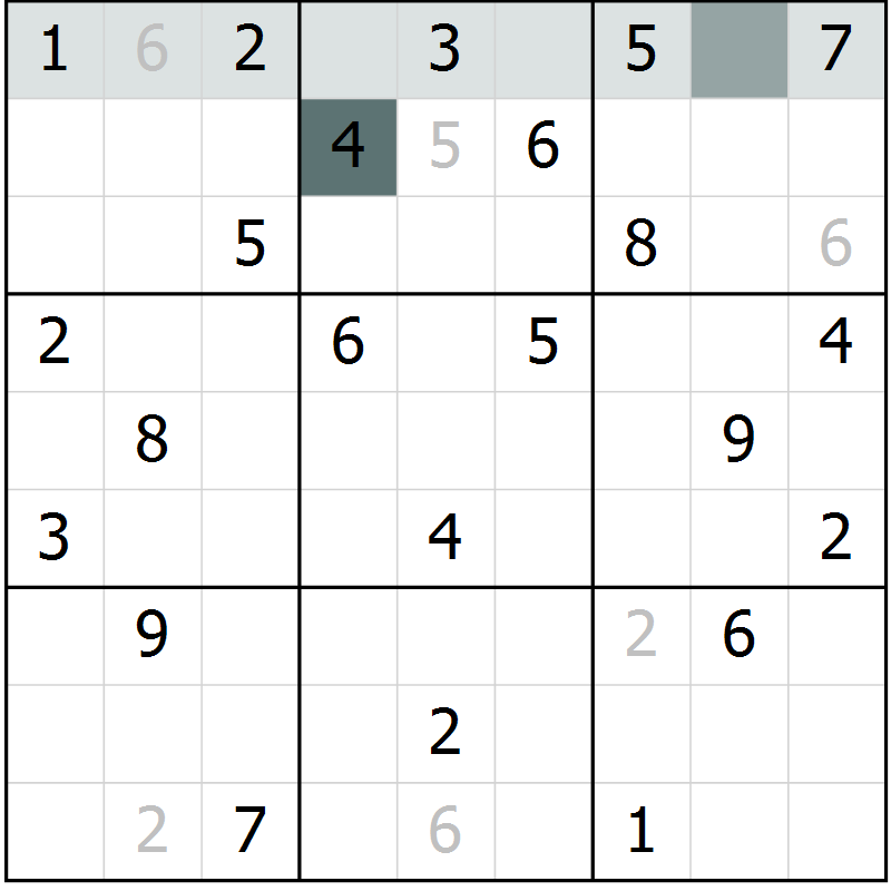 Position des candidats pour la solution de la Gr 50 page 52 du magazine de sudoku Success n° 007