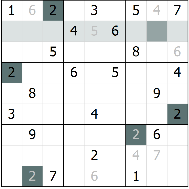 Position des candidats pour la solution de la Gr 50 page 52 du magazine de sudoku Success n° 007