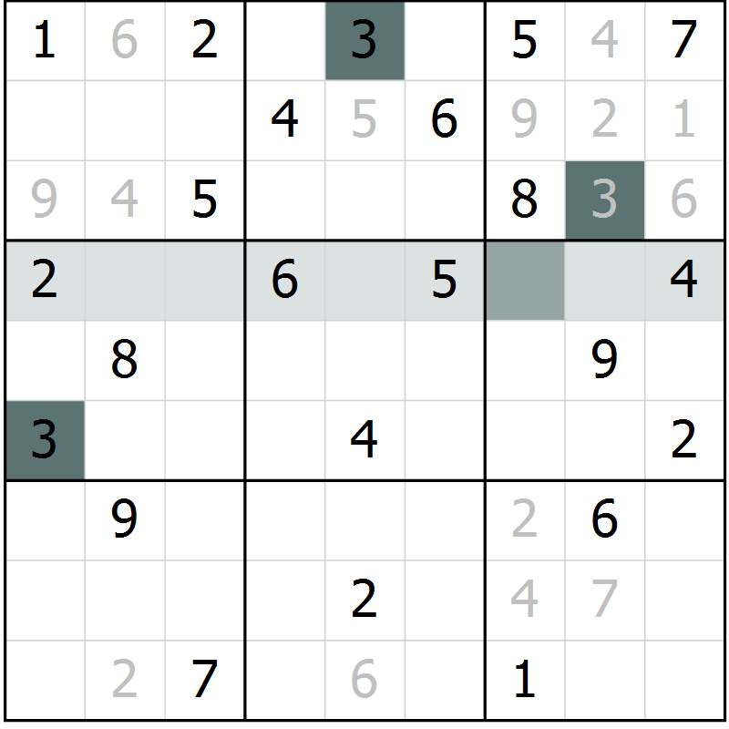 Position des candidats pour la solution de la Gr 50 page 52 du magazine de sudoku Success n° 007