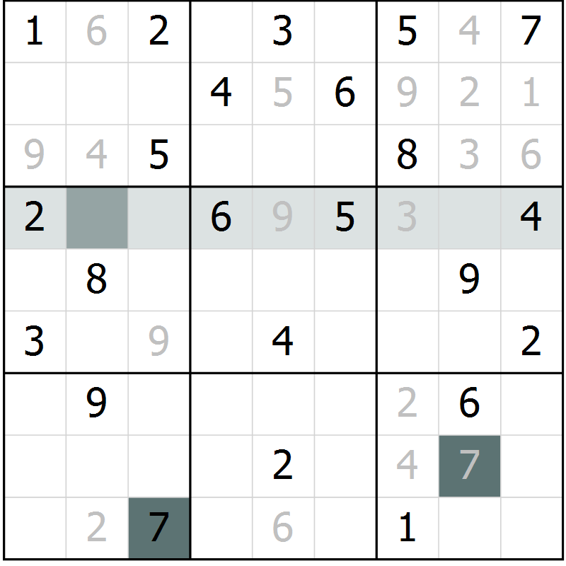 Position des candidats pour la solution de la Gr 50 page 52 du magazine de sudoku Success n° 007
