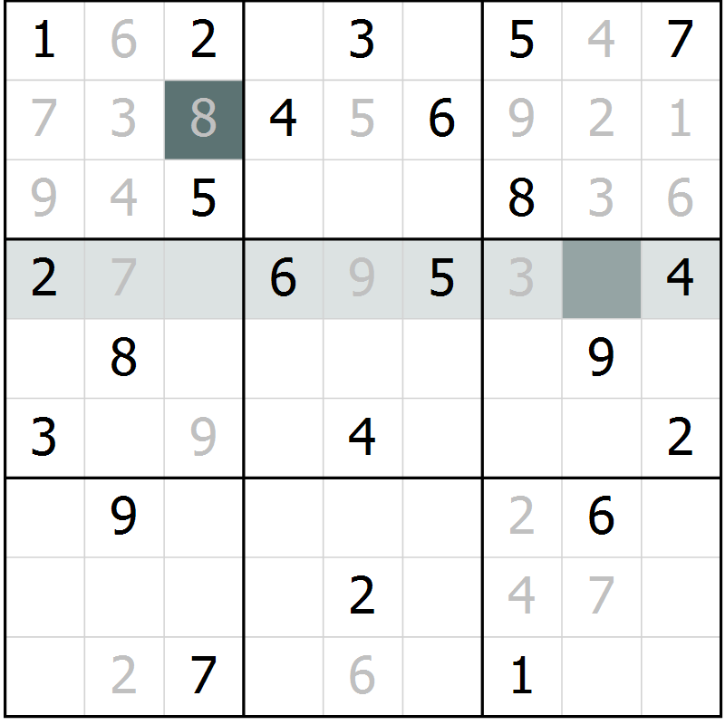 Position des candidats pour la solution de la Gr 50 page 52 du magazine de sudoku Success n° 007