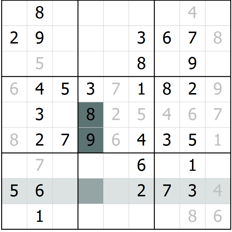 Position des candidats pour la solution de la Gr 51 page 53 du magazine de sudoku Success n° 007